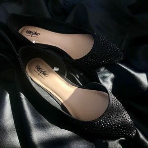 Black Rhinestone Flats